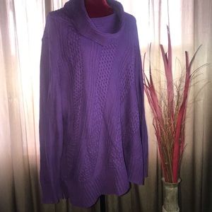 Size 2X 💜 Purple Cowl Neck Cable Knit Sweater